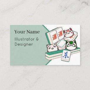 Süßes Kawaii-Trio von Mahjong spielenden Katzen Visitenkarte