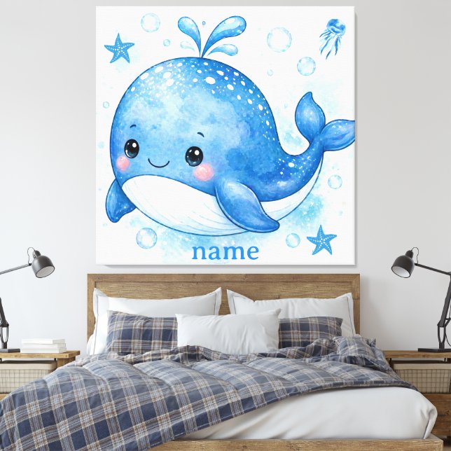 süßes Kawaii-Wal-Design Leinwanddruck (Insitu (Schlafzimmer))