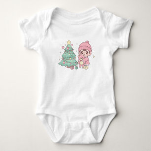 Süßes Kawaii-Weihnachtskind- & Teddybär-Baby-Jumps Baby Strampler