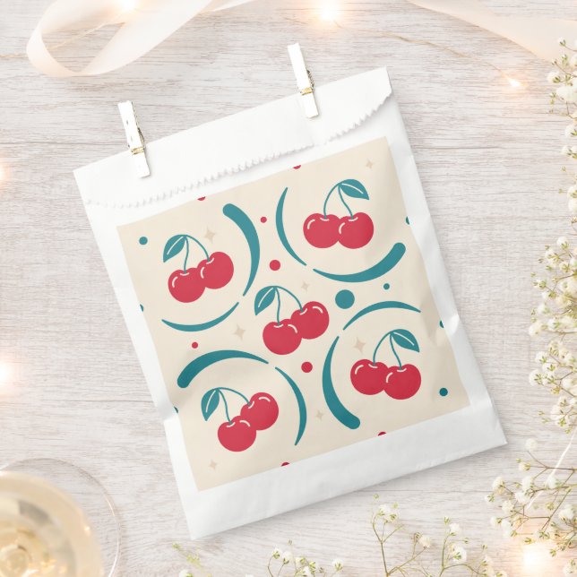 Süßes Kirsch-Hochzeitsbrause-Retro-Muster als Gefa Geschenktütchen (Ausgeschnitten)
