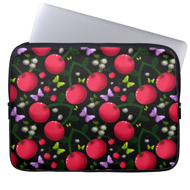 Süßes Kirsch-Schmetterlingsmuster, Glänzende Kawai Laptopschutzhülle (Vorderseite)