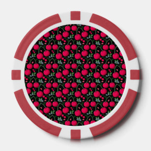 Süßes Kirschenmuster Ästhetik Rote Kirsche Nahtl Pokerchips