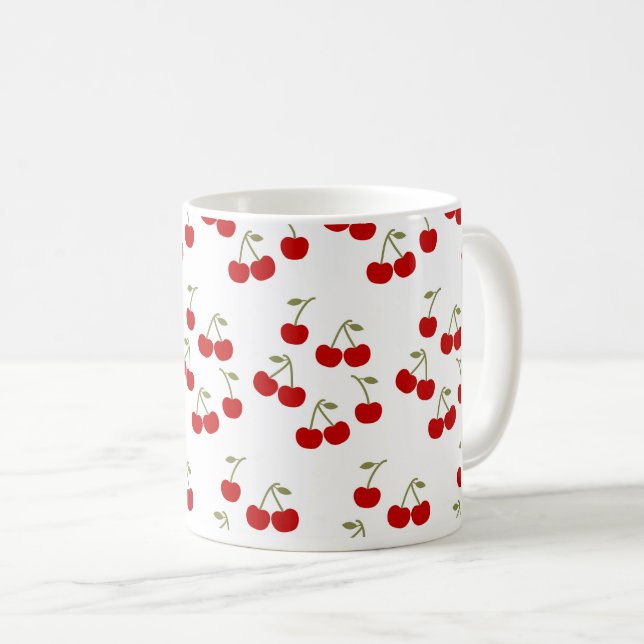 Süßes Kirschenmuster Kaffeetasse (VorderseiteRechts)