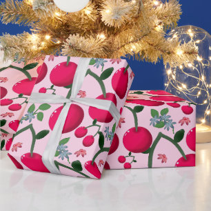 Süßes Kirschmuster, Glänzende Kawaii-Frucht Geschenkpapier