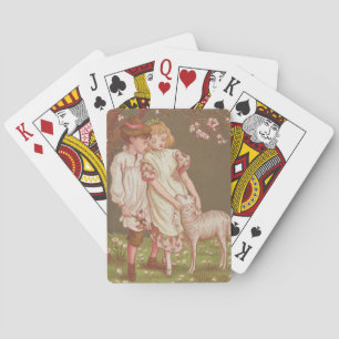 Süßes Kitschiges Vintage-Valentinstagsmotiv, Kinde Spielkarten