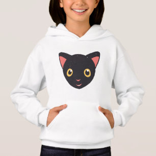 Süßes Kitzengesicht Schwarzes Kätzchen Hoodie