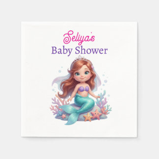 Süßes-Kleine-Meerjungfrau-Baby-Shower-Wasserflasch Serviette