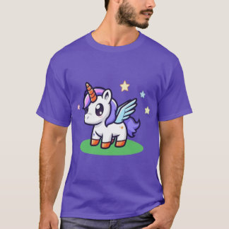 Süßes kleines Cartoon-Einhorn mit Flügeln Magische T-Shirt