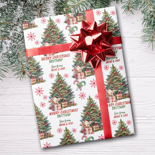 Süßes kleines Ferkel-Weihnachtsbaum-Kinder Geschenkpapier