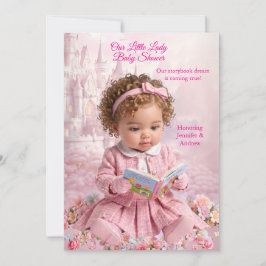 Süßes kleines Fräulein rosa Mädchen Baby Shower Bu Einladung