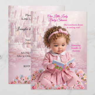 Süßes kleines Fräulein rosa Mädchen Baby Shower Bu Einladung