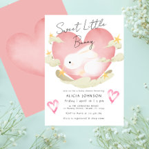 Süßes kleines Häschen, niedliche rosa Herzen Baby