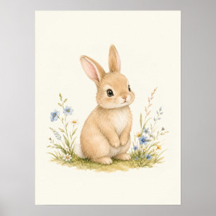 Süßes kleines Hasen-Kinderzimmer Poster