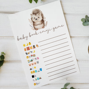 Süßes kleines Igel-Buch-Emoji-Baby-Shower-Spiel Poster