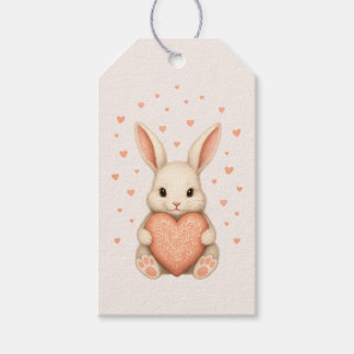 Süßes kleines Kaninchen mit Herz auf sanftem Erröt Geschenkanhänger