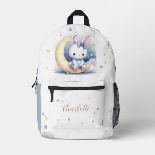 süßes kleines Kaninchen und der Mond Kinder Bedruckter Rucksack