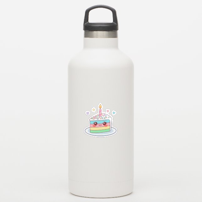 Süßes kleines Kuchenstück Aufkleber (Wassserflasche)