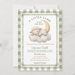 Süßes kleines Lamm Baby Shower Sagegrün Einladung