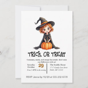 Süßes kleines Mädchen beim Trick-or-Treaten Einladung
