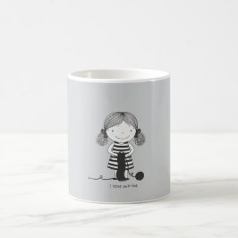 Süßes kleines Mädchen, das strickt Ich liebe Stric Kaffeetasse