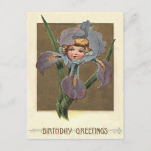 Süßes kleines Mädchen lila Orchidee Postkarte