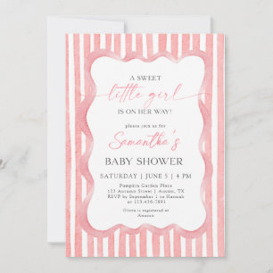 Süßes kleines Mädchen Rosa Band Coquette Baby Show Einladung