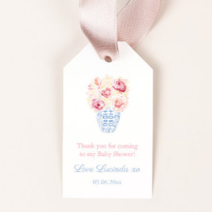 Süßes kleines Mädchen rosa Rosen Baby Shower Gesch Geschenkanhänger