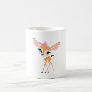 Süßes kleines Rehkitz mit rosa Schleife Kaffeetasse