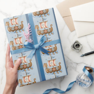 Süßes kleines Wikingerschiff-Baby-Shower Geschenkpapier