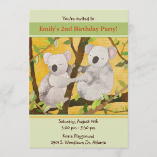 Süßes Koala-Kindergeburtstag-Party Einladung