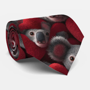 Süßes Koala und rotes Herz nahtloses Muster Krawatte