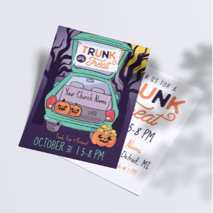 Süßes Kofferraum oder Behandlung Halloween Flyer