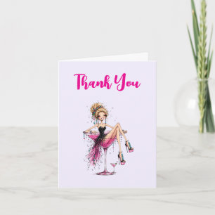 Süßes, kokettes Mädchen in einem Martini-Glas Dankeskarte