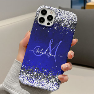 Süßes königsblaues silbernes falsches Glitter Mono Case-Mate iPhone Hülle