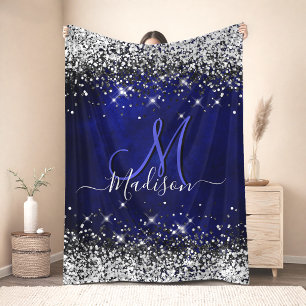 Süßes königsblaues silbernes falsches Glitter Mono Fleecedecke