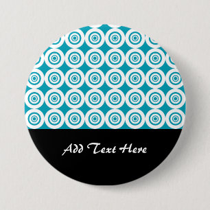 Süßes konzentrisches Kreis-Muster Aqua-Weiß Button