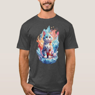 Süßes Kristall-Fantasie-Katzendesign T-Shirt