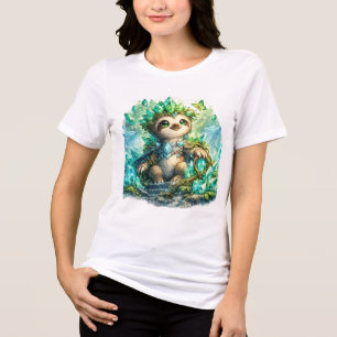 Süßes Kristallfaultier Frauen T-Shirt Kawaii Fan Tri-Blend Shirt