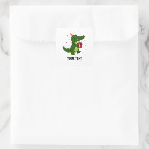Süßes Krokodil-Geschenk Quadratischer Aufkleber