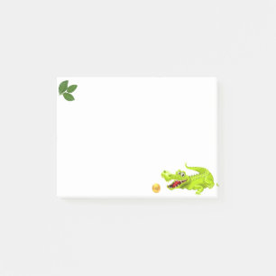 Süßes Krokodil & markierte Lorbeerblätter auf Weiß Post-it Klebezettel