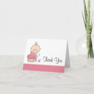 Süßes Kuchen-Rosa-Tupfen-Baby danken Ihnen Dankeskarte