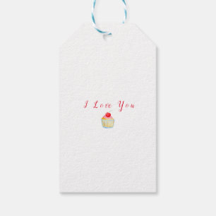 Süßes Kuchen und Rose in Aquarell Geschenkanhänger