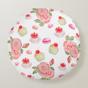 Süßes Kuchen und Rose in Aquarell werfen Kissen