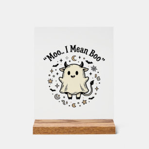 Süßes Kuh-Gespenst Halloween Moo Boo Vintage Desig Acrylschild