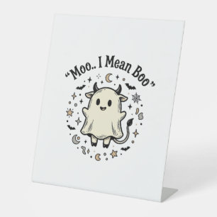 Süßes Kuh-Gespenst Halloween Moo Boo Vintage Desig Sockelschild