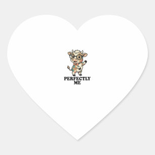 Süßes Kuh-Shirt Mit Brille Perfekte Vibes Herz-Aufkleber
