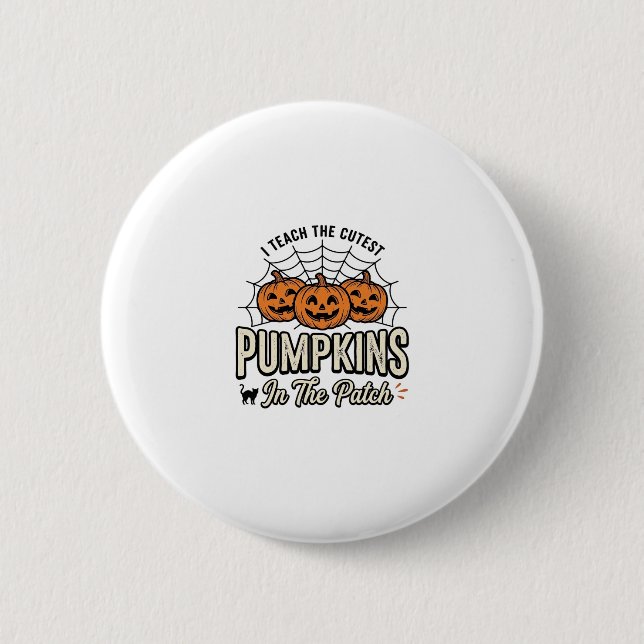 Süßes Kürbis-Lehrer-Halloween-Design_1 Button (Vorderseite)