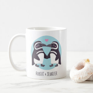 Süßes küssendes Pinguin-Paar Personalisiert Kaffeetasse