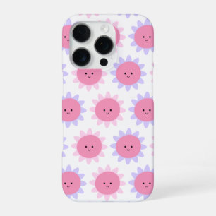 Süßes lächelndes Blumenmuster iPhone 16 Hülle. Pro Hülle