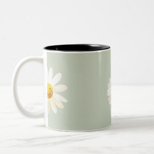 Süßes lächelndes Gänseblümchen-Muster Fröhliche Bl Zweifarbige Tasse